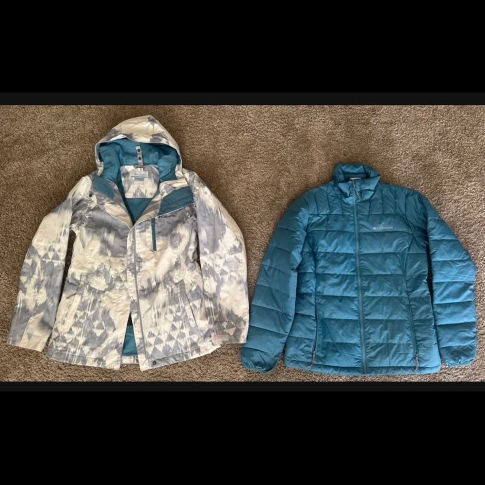 Columbia Blue and White Puffer Jacket